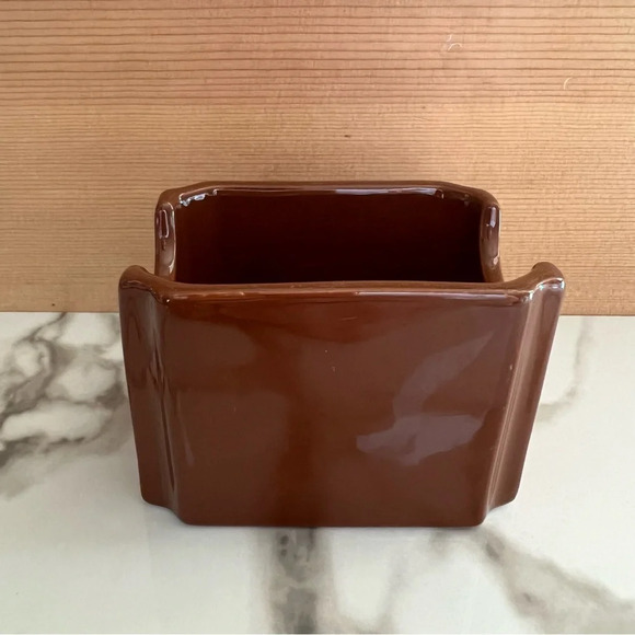 Vintage Hall China USA Sugar or Tea packet Caddy Holder #716  3 1/2"  Brown EUC - Picture 1 of 5